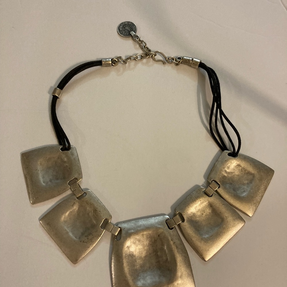 Silver Geometric Statement Necklace - image 6